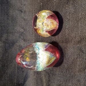 Elegant Glass Art Set with Gold Accents